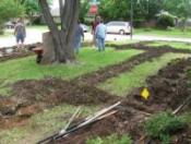 trenches are ready to receive the new irrigation system