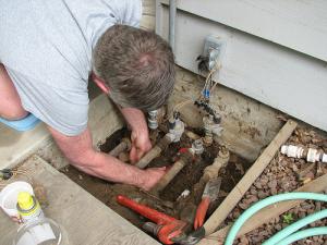 maintenace check on a sprinkler valve